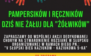 Plakat przedstawia wyciągnięte kolorowe dłonie oraz informację o akcji.